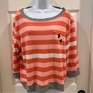 ATF All Things Fabulous Orange Striped Sweater With Stars Large